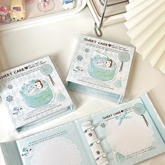 Fresh Cream Winter Card Album with One-Grid Blue Snowman Cake, Fan Meeting Small Card Instant Camera Storage Album