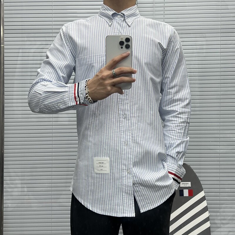 Authentic Tom Four-Stripe Shirt Washed Denim Jacket Tb Shirt Coat Men's Casual Jacket Lowy Authentic Tom Four-Stripe Shirt Washed Denim Jacket Tb Shirt Coat Men's Casual Jacket Lowy