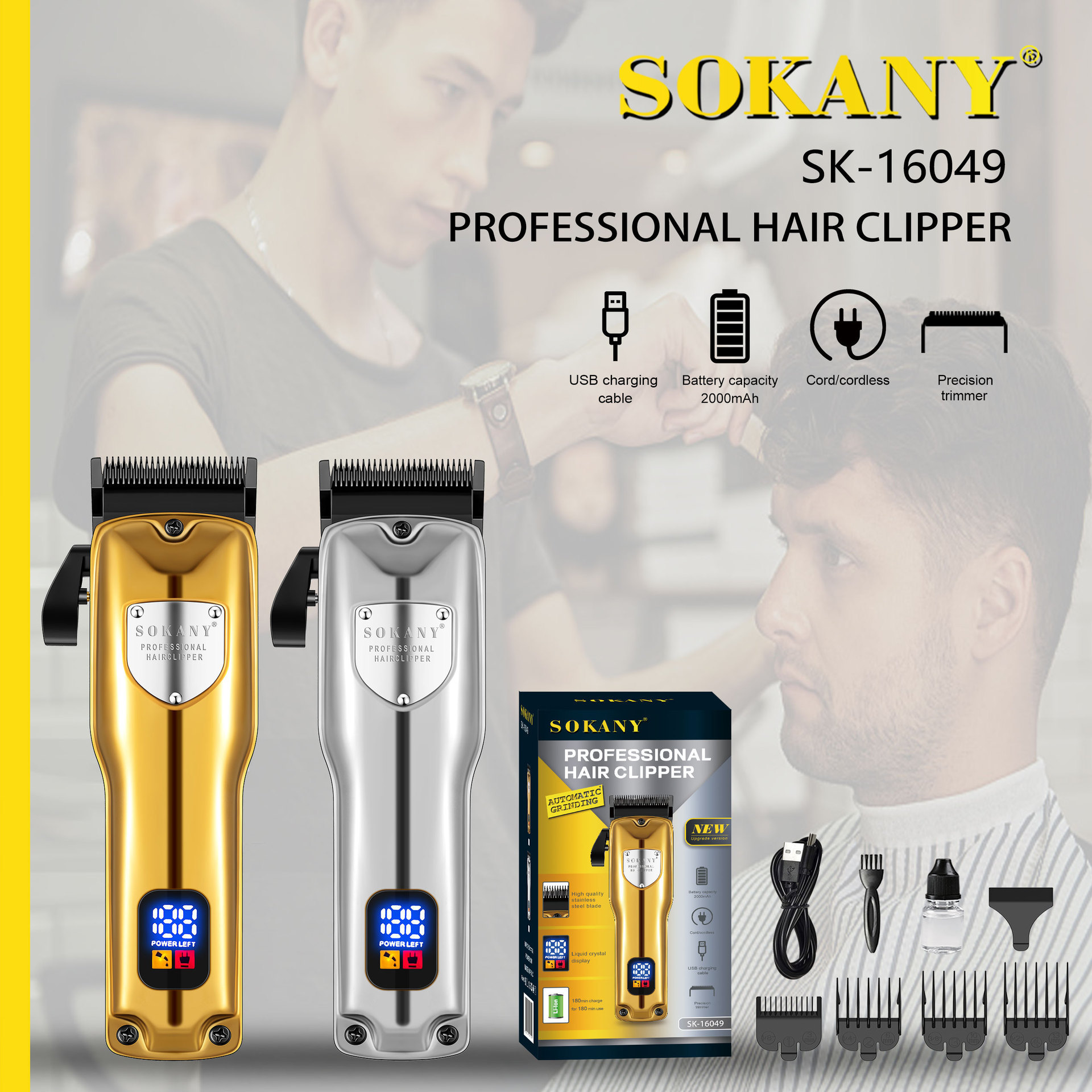 SOKANY 16049 Hair clipper Retro hair clipper electric fader