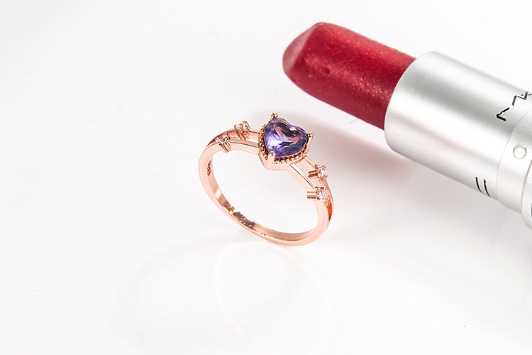 Fashion Heart Shape Copper Plating Inlay Zircon Rings 1 Piece