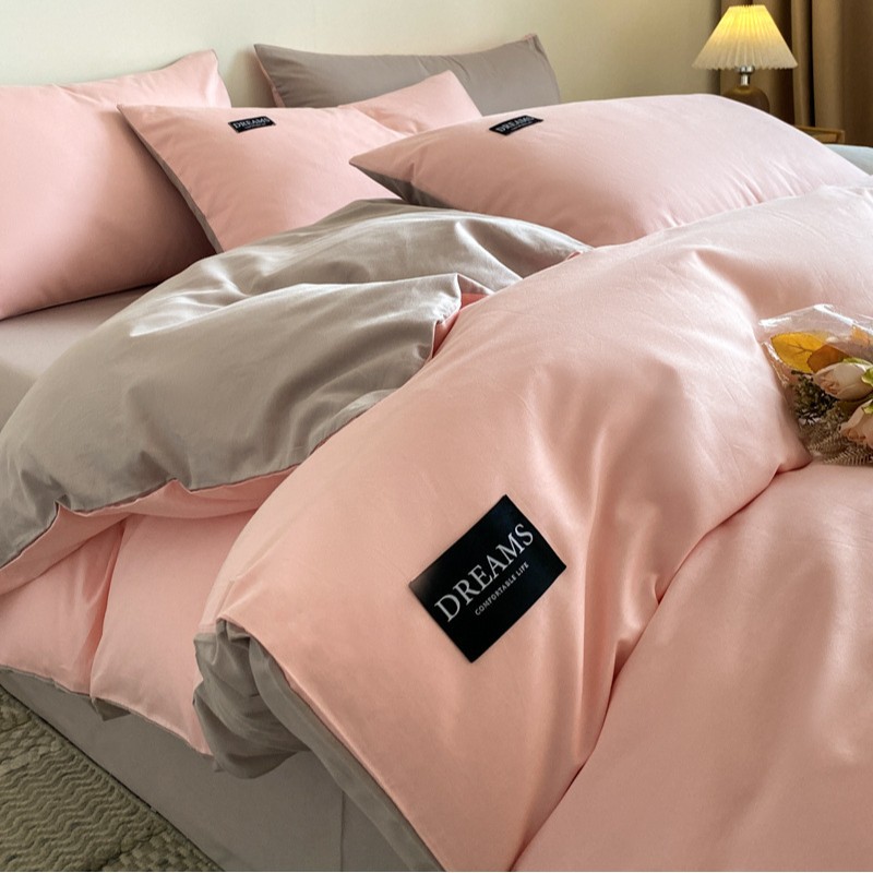 Luz de lujo alto algodón de lana larga cuatro piezas de sábanas de algodón cubierta de colcha de algodón dormitorio individual tres piezas de ropa de cama