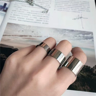 千叶简约宽面素圈光面食指戒指时尚潮流不掉色百搭轻奢小众指环饰