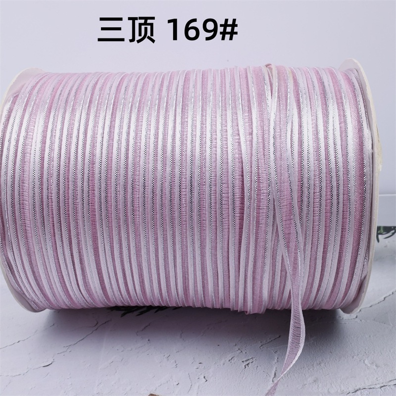 メーカー卸売 DIY 材料 6 ミリメートルエッジサテンミディアムメッシュシルバーエッジ雪糸リボン装飾ヘアアクセサリータグロープ商標吊り糸|undefined
