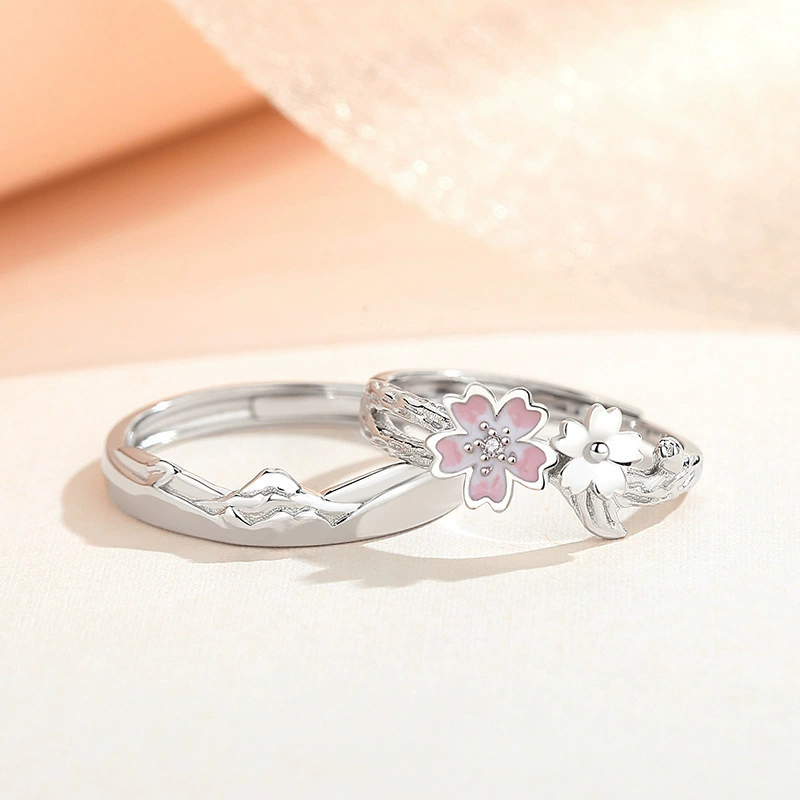 Brand small design fashionable fuchsia ring for beloved for men and women, flowered, wholesale