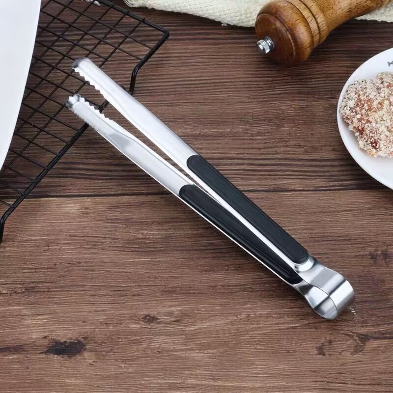 Pinzas de barbacoa coreanas de acero inoxidable engrosado, pinzas para pan y alimentos, pinzas de cocina coreanas extendidas para carne a la parrilla y buffet.