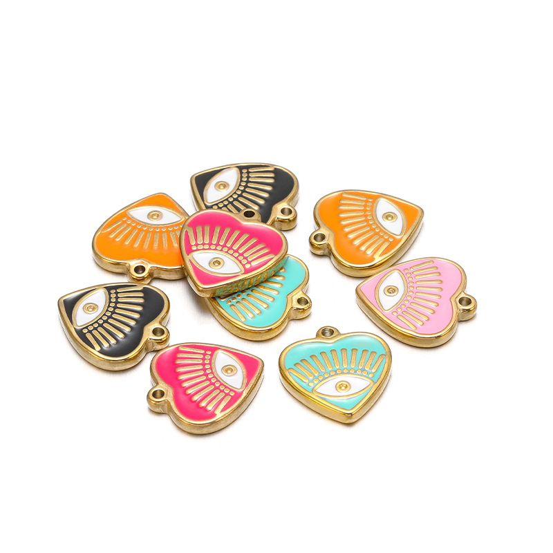 28g Weight Pendant Jewelry Making Type 14*16MM Jewelry Making Size DIY Jewelry Accessories Classification 14*16MM Hole Size 5 PCS/Package Quantity 304 Stainless Steel Material Devil's Eye, Heart Shape Pattern Enamel Design Casual, Simple Style Style 5 PCS/Package 14*16MM 14*16MM 304 Stainless Steel Devil's Eye Heart Shape Pendant 1