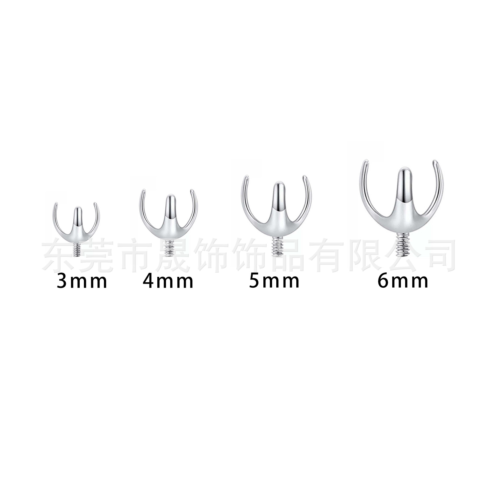 F136 Titanium Alloy 三 Prong 澳宝 Ball 空托 Tongue Barbell Ear Stud Helix Cartilage Stud Labret Stud Accessories Prong 托 Piercing Jewelry