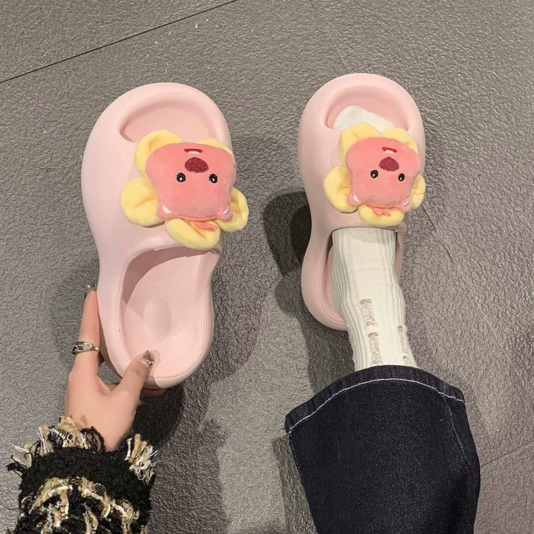 2024 летняя Домашняя одежда ins Модная девушка с сердцем и молоком huhoo милые удобные универсальные тапочки для женщин