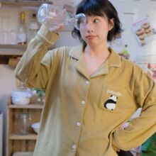 美拉德加厚保暖阳离子德绒睡衣情侣款冬季套装男女同款家居服套装