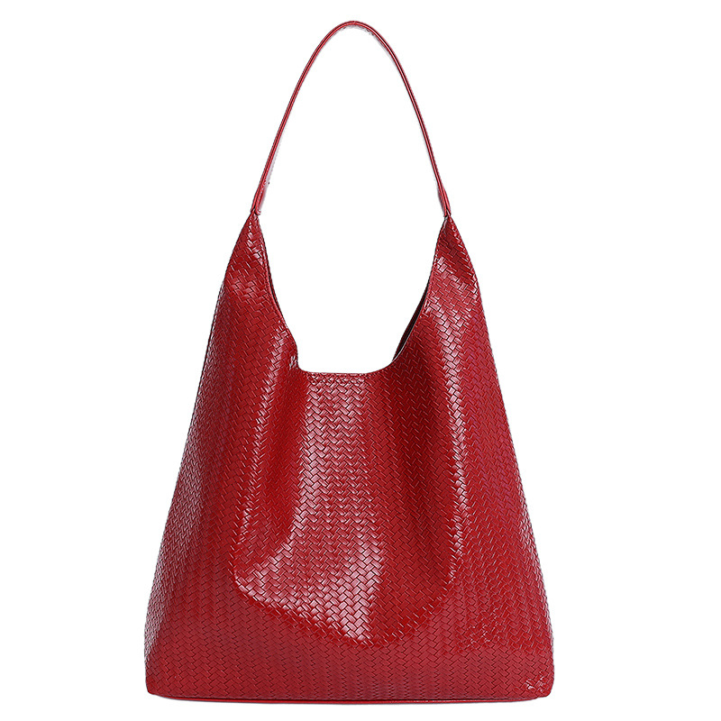 Transfronterizos de gran capacidad bolsa de cestas de verduras para mujeres 2025 otoño y invierno nueva bolsa de hombro retro tejida bolsas de cubo