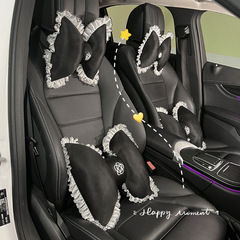 All Seasons Camellia Bow Lace Car Headrest Lumbar Car Plush Cushion Neck Pillow Car