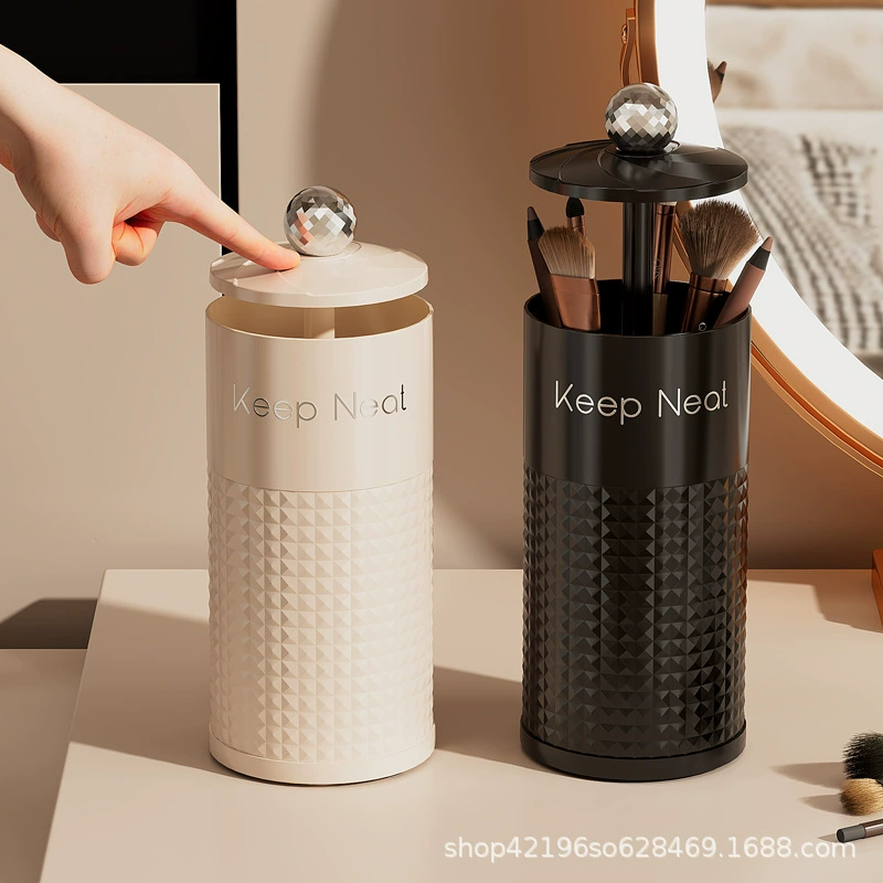 Автоматическое подъемное ведро для хранения макияжа, пылезащитное с крышкой, туалетный столик, настольный пресс, кисть для бровей, карандаш для бровей, ящик для хранения косметики