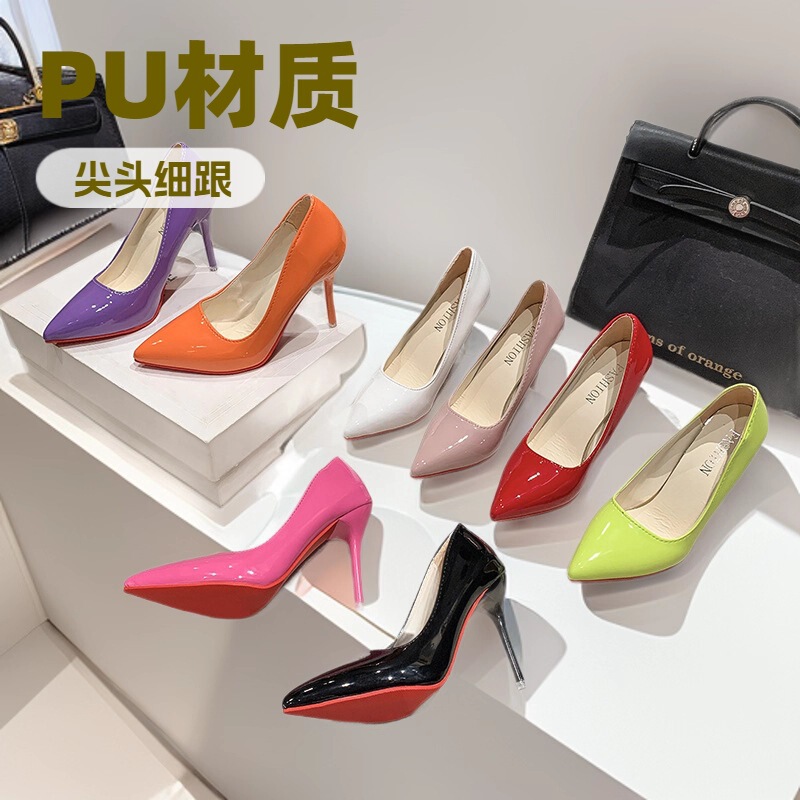 Candy Color High Heels for Women 2025 New European and American Style Pointed Toe Stiletto Heels Fashion Women's Shoes Flats Large Size 35-4