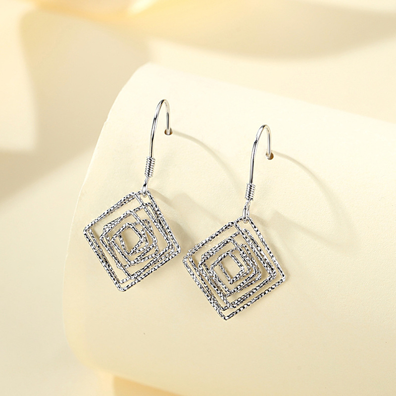 Plata de ley s925 luz lujo cuadrado pendientes florales 2021 nueva moda elegante estilo diosa