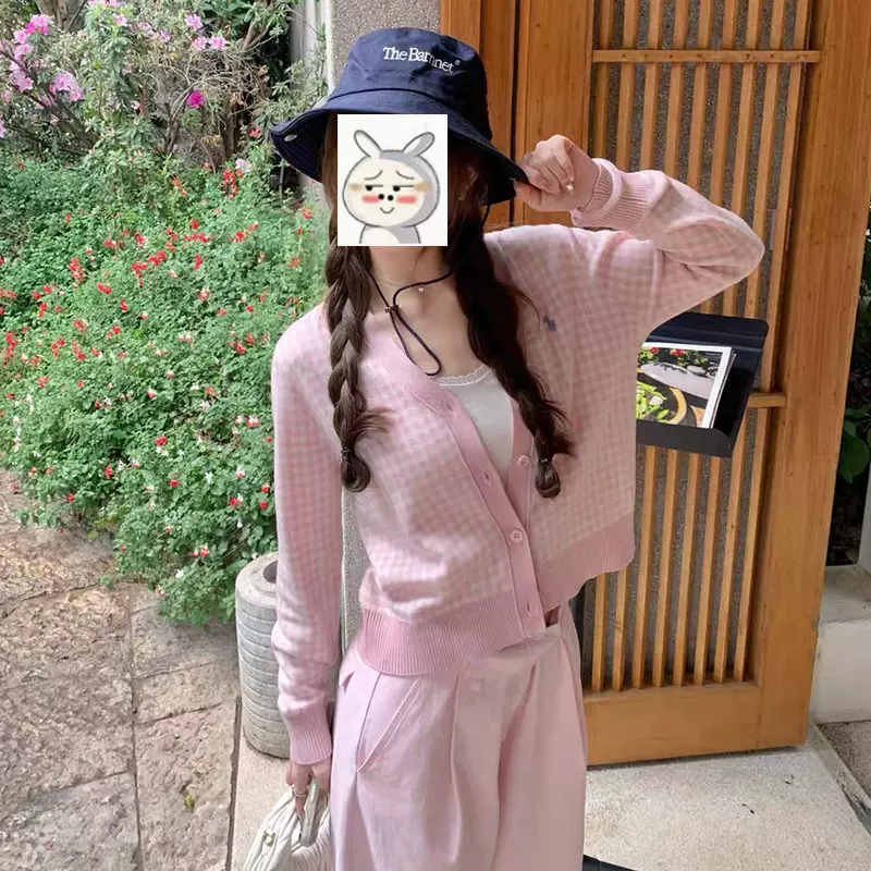 2025春夏女装新款棉纱V领长袖针织衫拉夫家小马标RL南油高端平替
