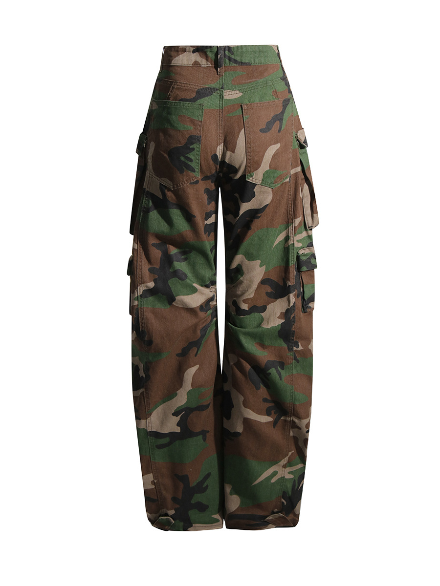 Pantalones cargo de camuflaje con múltiples bolsillos, estilo moderno 2026, estilo urbano, cintura alta, efecto adelgazante, jeans largos para mujer, otoño image 6