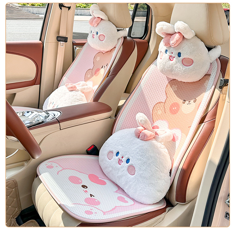Blue Rain Four Seasons Universal Car Headrest and Lumbar Support Cute Little Rabbit Car Pillow Long Sitting Not Tiring Car Waist Support Cushion