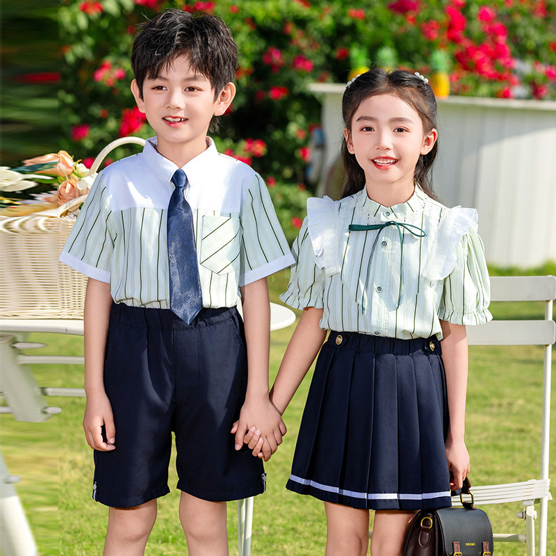 유치원 여름 옷 학교 유니폼 세트 학생 여름 수업 옷 영국 대학 스타일 6 일 졸업 사진 의류