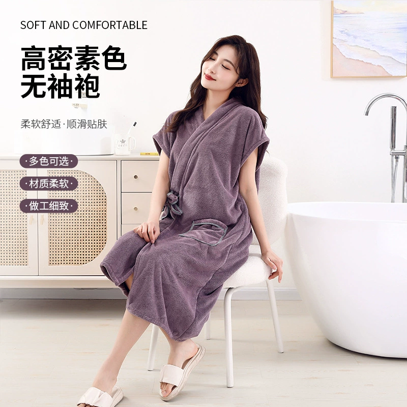 Высокий плотный простой халат с короткими рукавами новый коралловый бархат юбка для ванной
