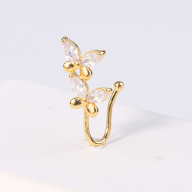 Fashionable nose piercing, diamond stone inlay, nose clip, European style