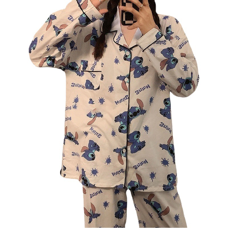 INS Pijamas Mujer 2022 Otoño e Invierno manga larga suelta más tamaño estilo coreano compra en grupo en vivo entrega de ropa para el hogar de dos piezas