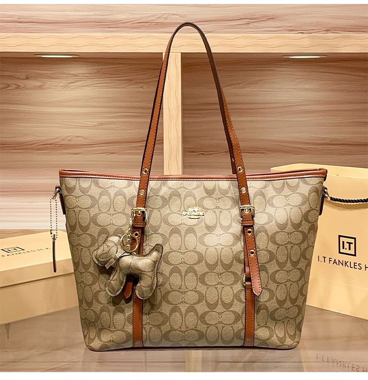 Túi tote da thật nữ đáy rộng phong cách Hồng Kông — nâu chi tiết 7