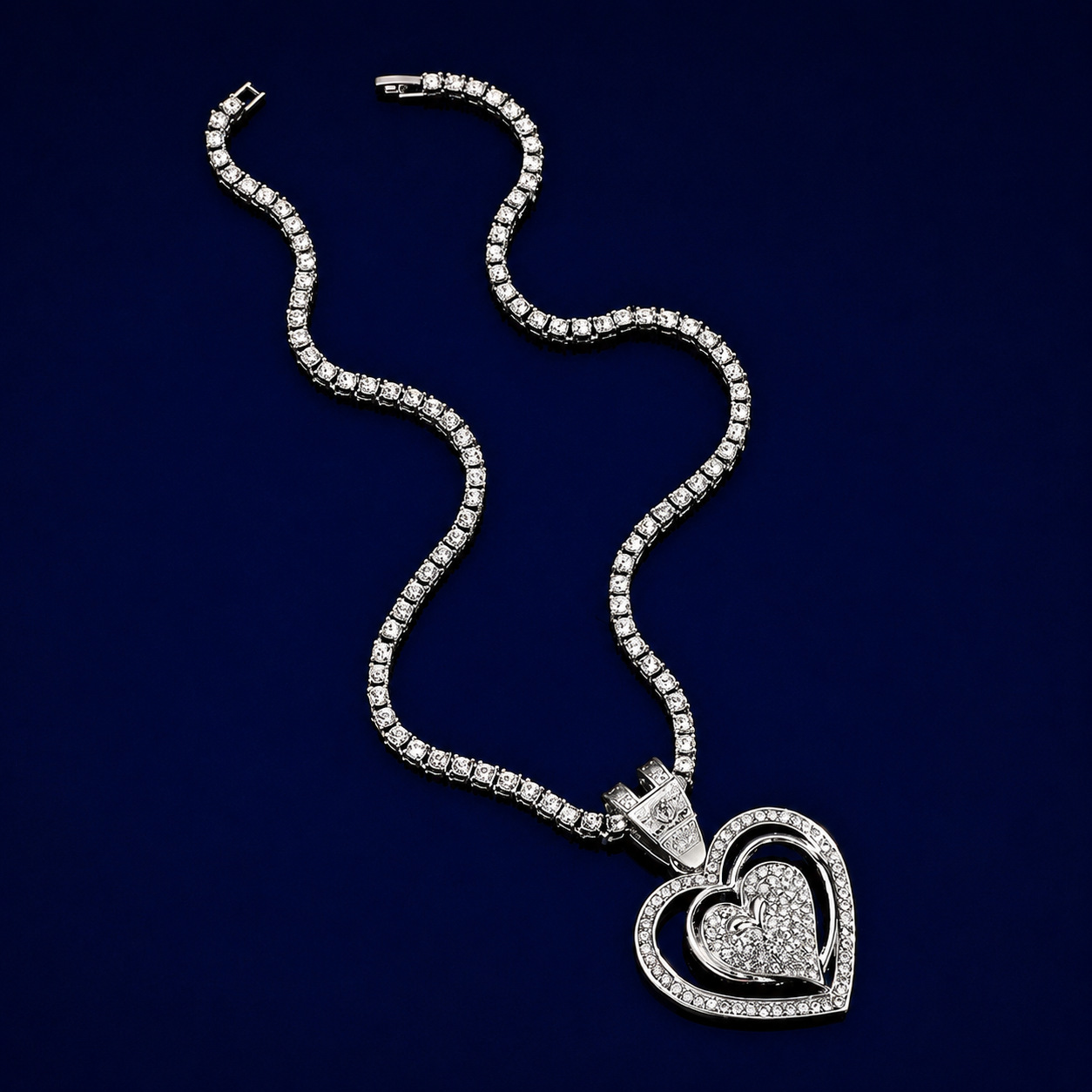 Transfronterizos nuevos personalidades calientes en el amor collar cubano parejas europeas y estadounidenses fabricantes de collares hip-hop de lujo al por mayor