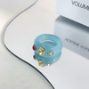 Brand small design stone inlay handmade, ring, acrylic resin, South Korea, trend of season, on index finger