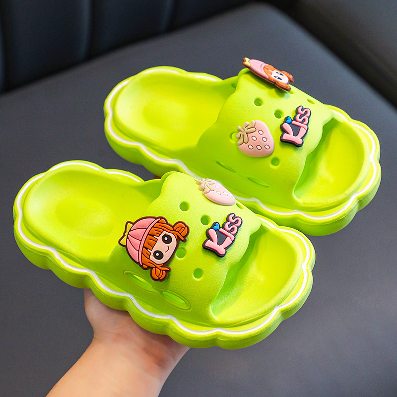 Zapatillas de padres e hijos de dibujos animados de verano para niñas nuevas zapatillas antideslizantes de Interior de fondo suave para niños en casa