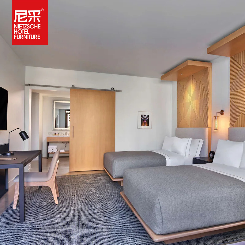 Rujia neo hotel furniture standard room Full Set hotel guest room double bed special bed box chain hotel