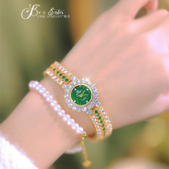 BS海外推薦女士小眾輕奢綠色中古復古綠氣質女款FA1580