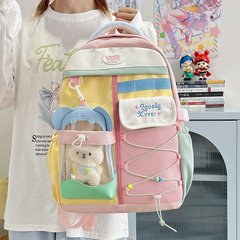 可爱透明双肩包女初中生高中生撞色少女书包大容量电脑背包新款