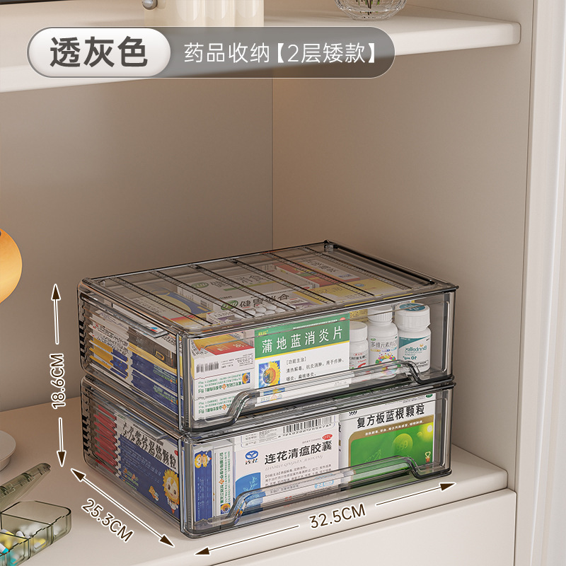 星优抽屉式家庭装药箱家用大容量医药箱透明可视药物收纳盒|undefined