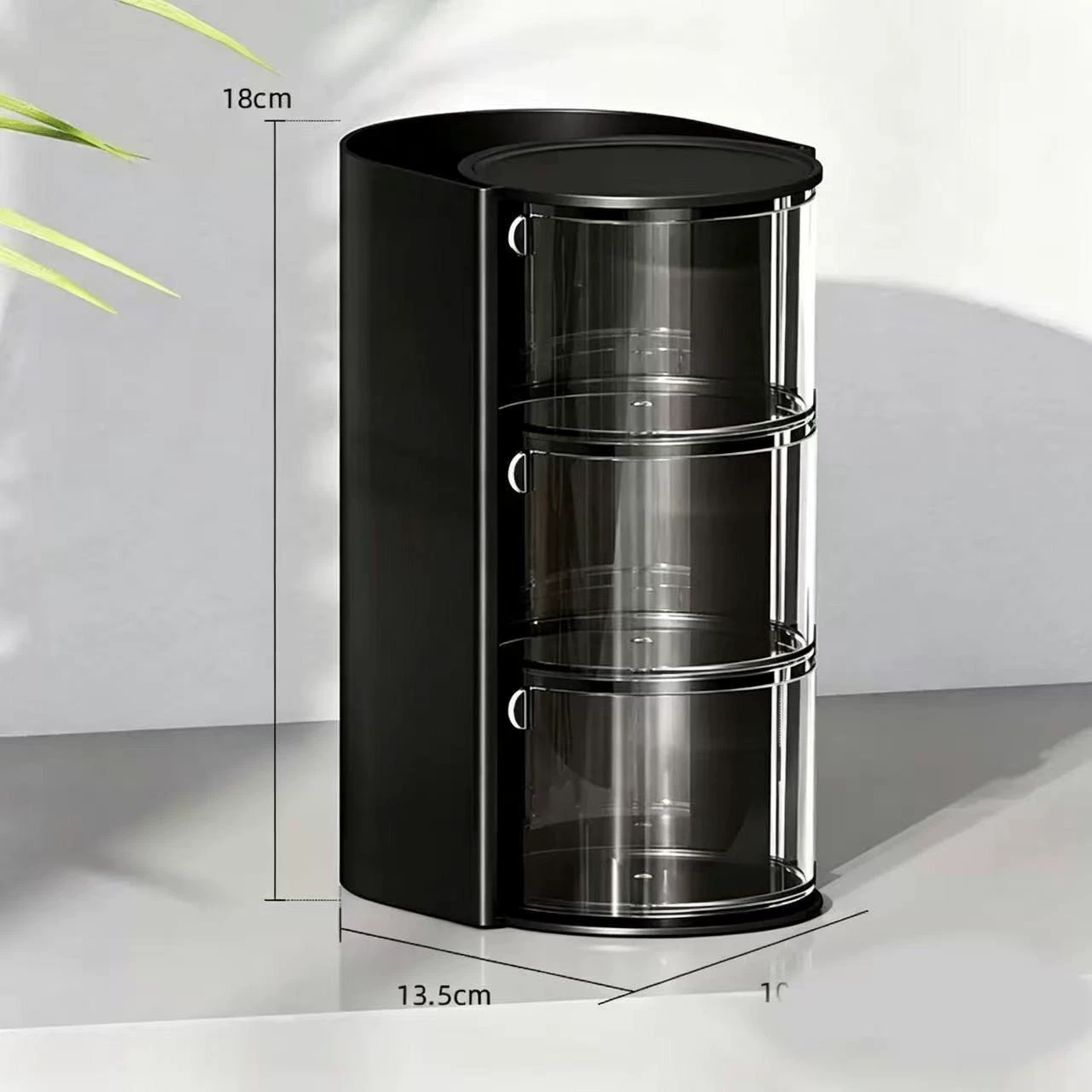 Rotating Cosmetic Organizer, Divided 2–3 Layer Makeup Storage Box, Compact 10×13.7×18.5 cm