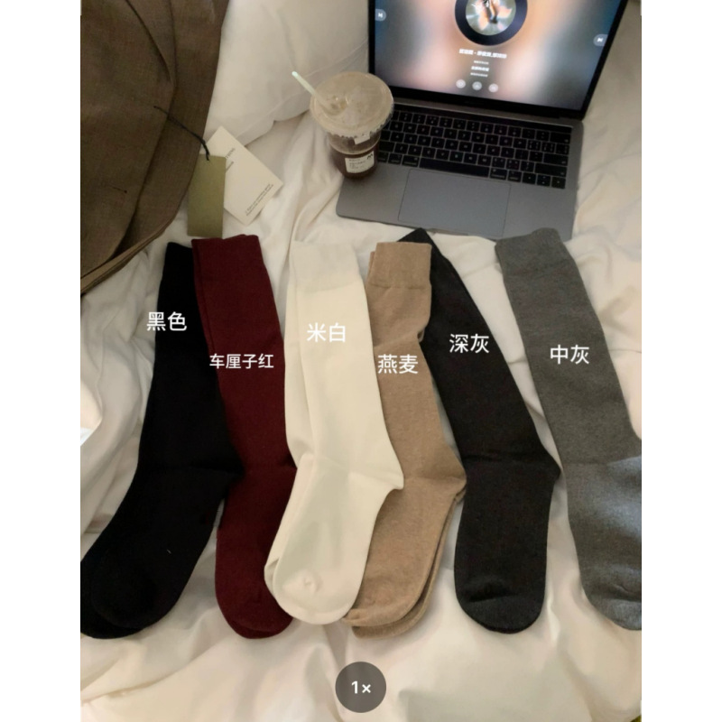 安可拉紅靴下のワインレッドのストッキングの子供の韓国系学院風の純色の靴下の靴下の純綿