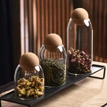 圆球软木塞耐热玻璃罐茶叶密封罐花果茶咖啡豆展示瓶家用罐储物罐