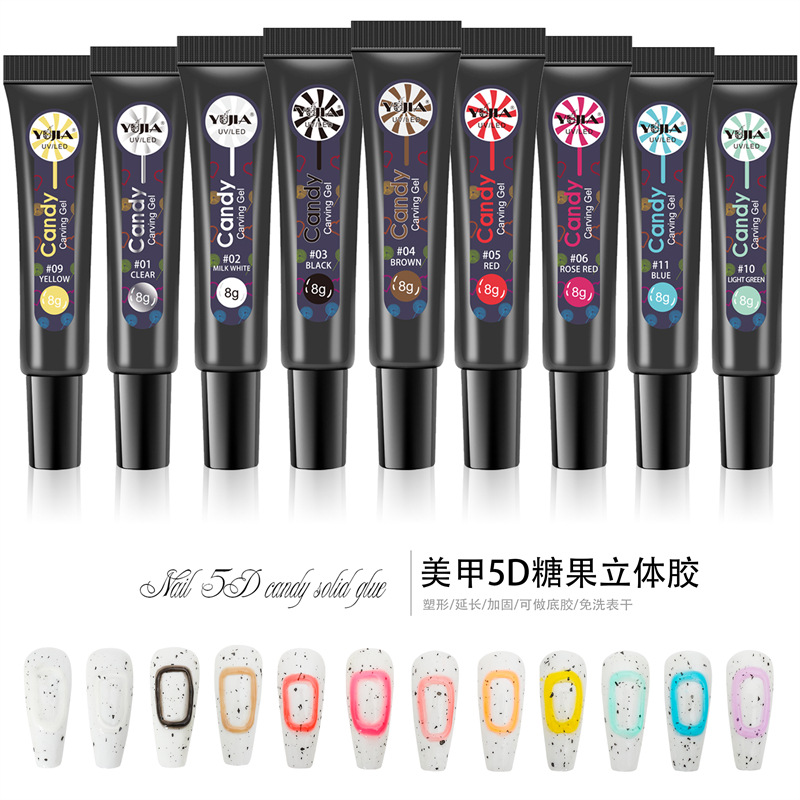 Popular en línea Corea del Sur 5D manguera tridimensional esmalte de uñas pegamento caramelo macaron jalea gel sin lavado para salón de uñas