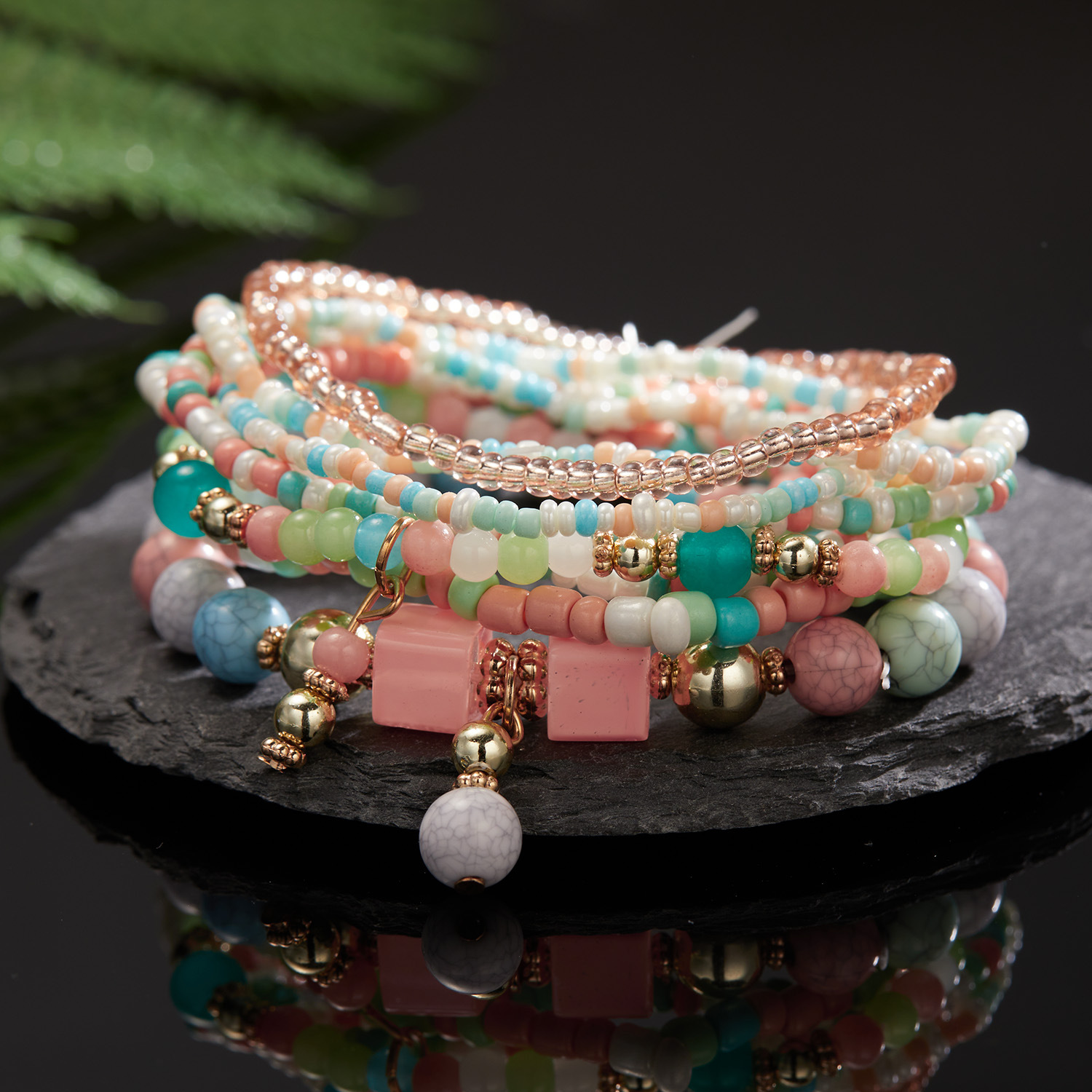 Vacation Round Beaded Alloy Natural Stone Women's Bracelets display picture 2