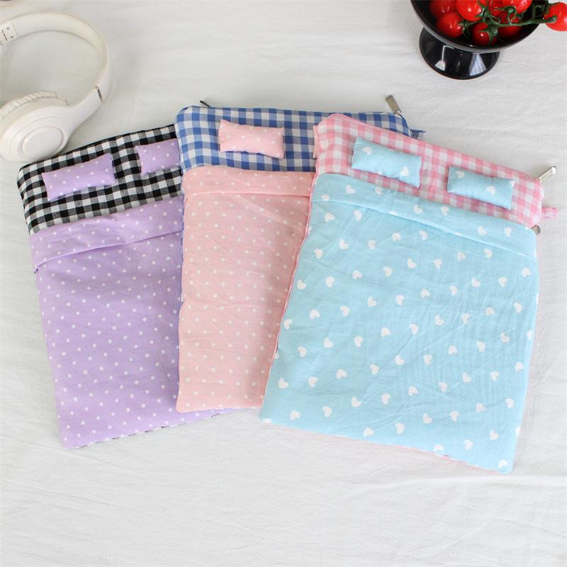 Ins Style Small Quilt Tablet Bag with Cotton Padding, Shockproof and Anti-Fall Protective Cover, Double-Layer Large Capacity iPad Storage Bag
