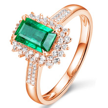 长方钻绿锆石公主戒指 天然祖母绿戒指女方形镀白金大钻彩宝戒指
