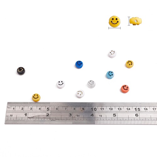 50 pieces acrylic smiley face round flat beads loose beads diy handmade bracelet jewelry accessories hot sale wholesale