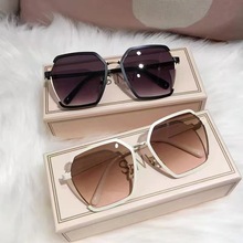 2022熱銷款太陽鏡女 金屬大框眼鏡 韓版高級感漸變色防紫外線墨鏡