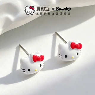 三丽鸥正版授权HelloKitty耳钉立体浮雕KT猫耳针少女百搭学生饰品
