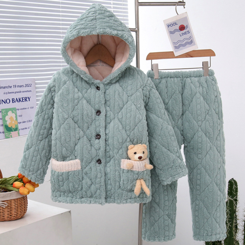 Pyjama chaud en molleton pour enfants filles et garçons_voghion.com