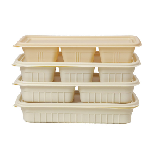 Cornstarch-degradable disposable takeout box with square four-grid 1000ml food delivery container for export supply