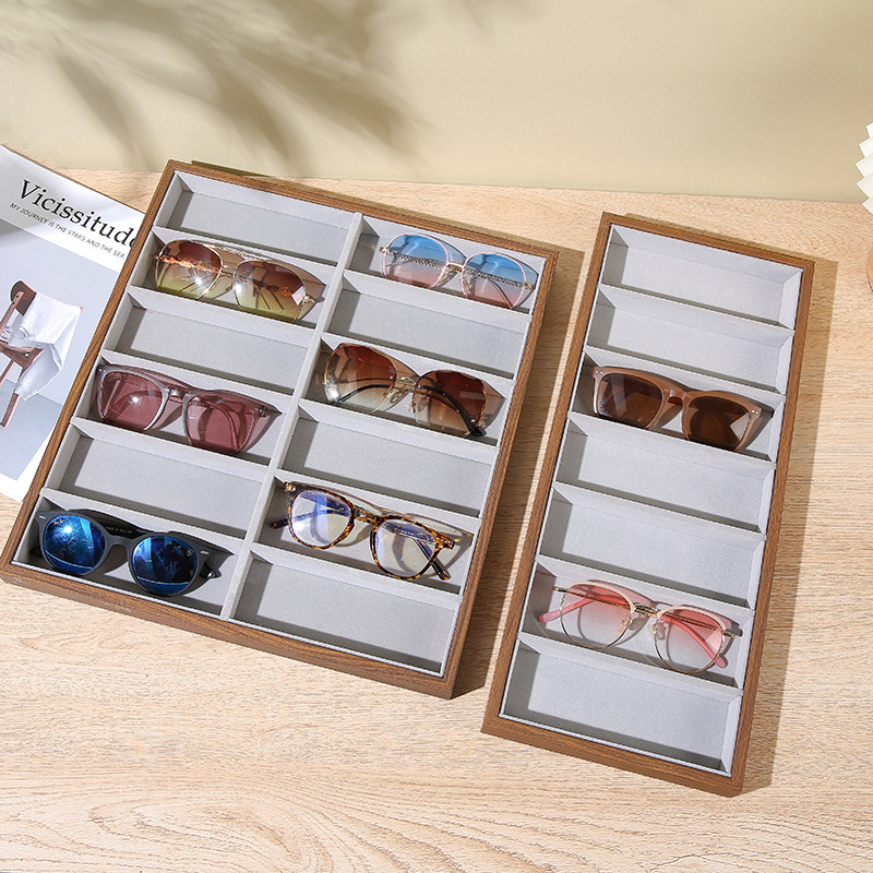 黑胡桃木7格12格眼镜收纳盒太阳镜展示架眼镜展示盒眼镜展示架