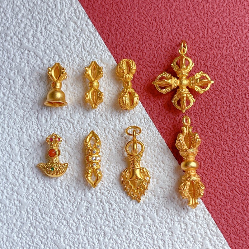 S925 Silver Gold-Plated Vajra Bead Spacer DIY Accessories Pendant Bracelet Bead Stringing Rope Jewelry Ethnic Style