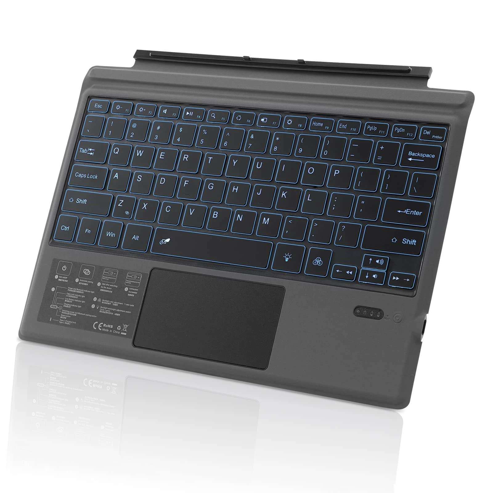 Кейс для Bluetooth клавиатуры (Microsoft) Surface Pro/Go, подсветка, беспроводной, батарея 350 мАч