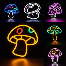 外贸亚马逊LED蘑菇灯霓虹室内外房间墙体装饰发光广告牌饰品礼物