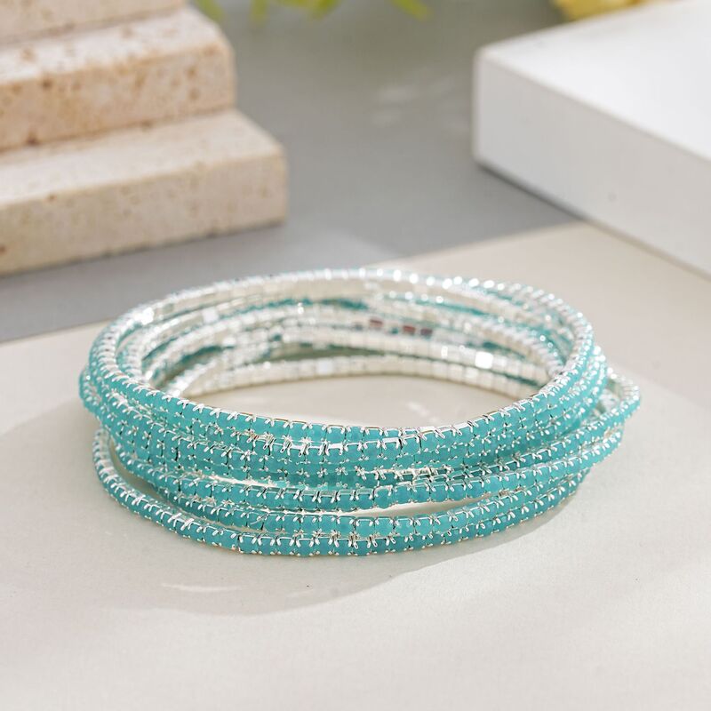 2.0mm Ultra-Fine Rhinestone Bracelet Elastic Bridal Bracelet Korean Style Single Row Sparkling Diamond Elastic Crystal Bracelet